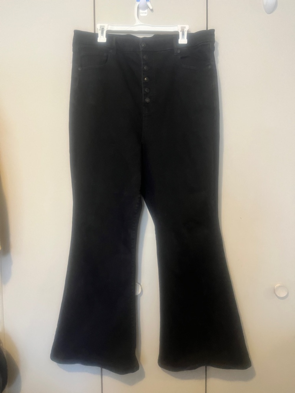 American Eagle Outfitters Black Flare Button-Front Jeans
